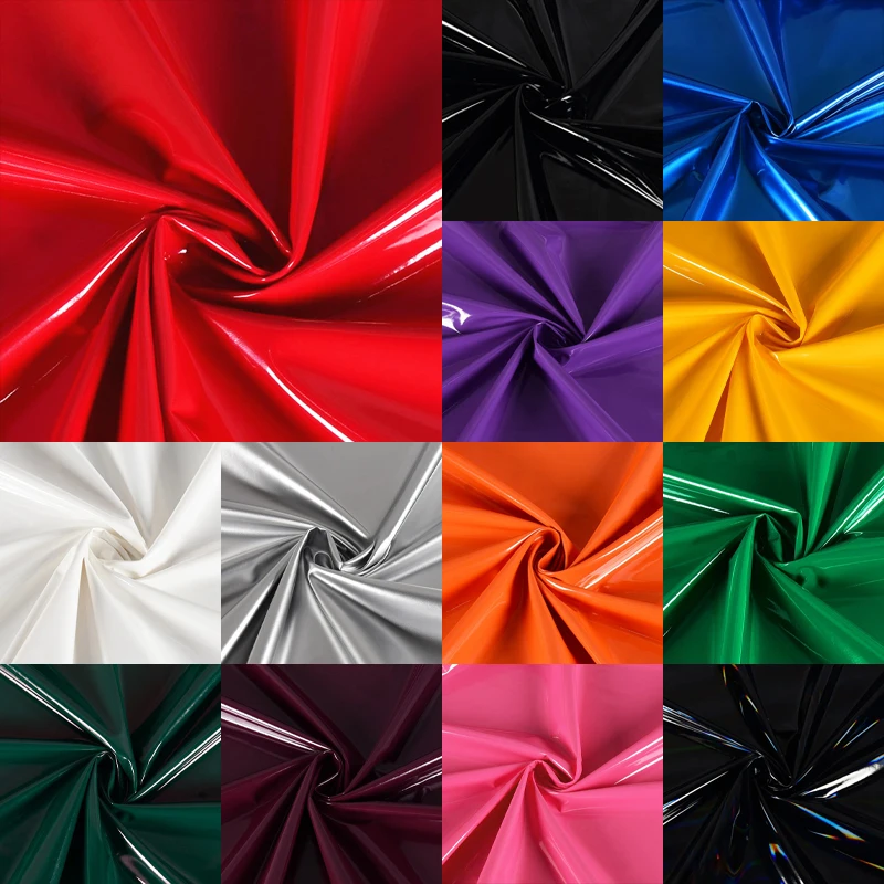 50*145cm Shiny Glossy Soft Vinyl Leather Fabric Laser Mirror Faux PU Leather PVC Fabric For Bag Dress Upholstery Diy Material