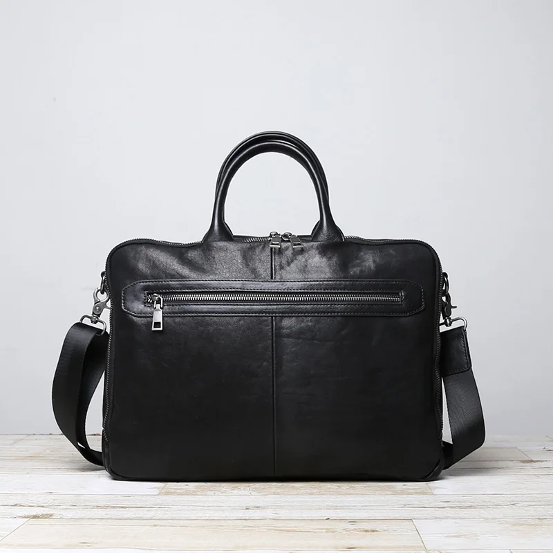 Men's Leather Handbag High-End Light Luxury Men's Business Laptop Official Document Bag Top Layer Cowhide Briefcase