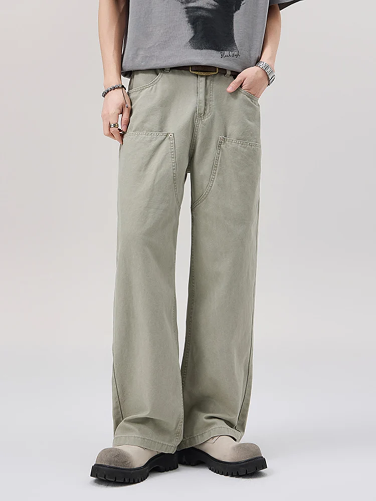 

Retro American Decosed Logging Pants Men's Loose Straight Leg Casual Trousers Spring Summer Long Pants Workwear