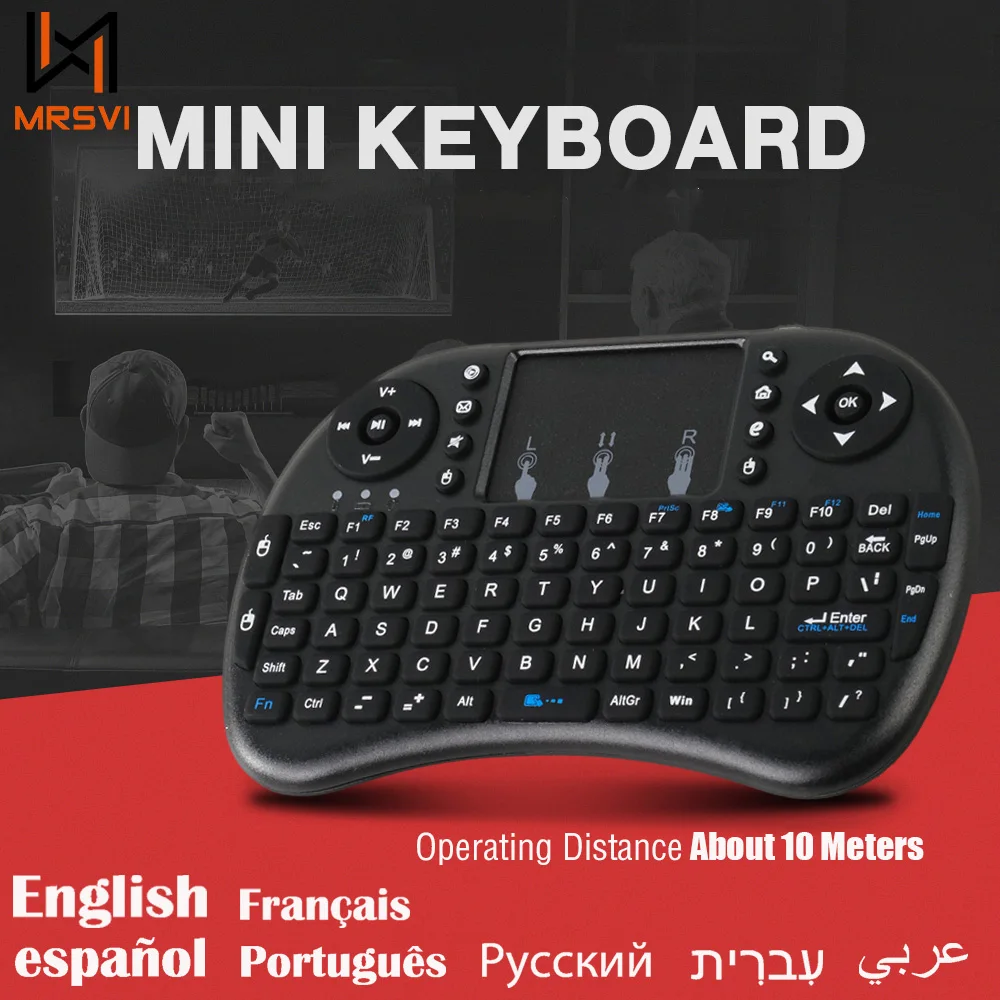 i8 Mini Wireless Keyboard 2.4G Handheld Touch Classic Black French Spanish Russian Air Mouse Game Keyboard dla Android TV Box PC