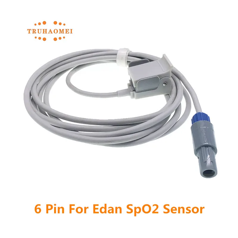 For Edan Creative Contec CMS9000 SpO2 Sensor 6 Pin Reusable SAO2 Probe Neonate Adult M3A M9 M8A iM9 iM80