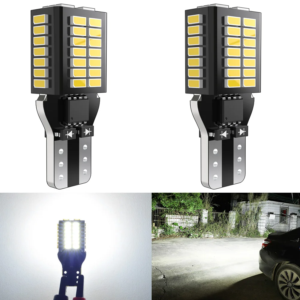 

2PCS T15 W16W 921 912 T16 T10 902 LED Bulbs High Power 48pcs 3014SMD Super Bright 1200LM Replace for Car Reversing Light White