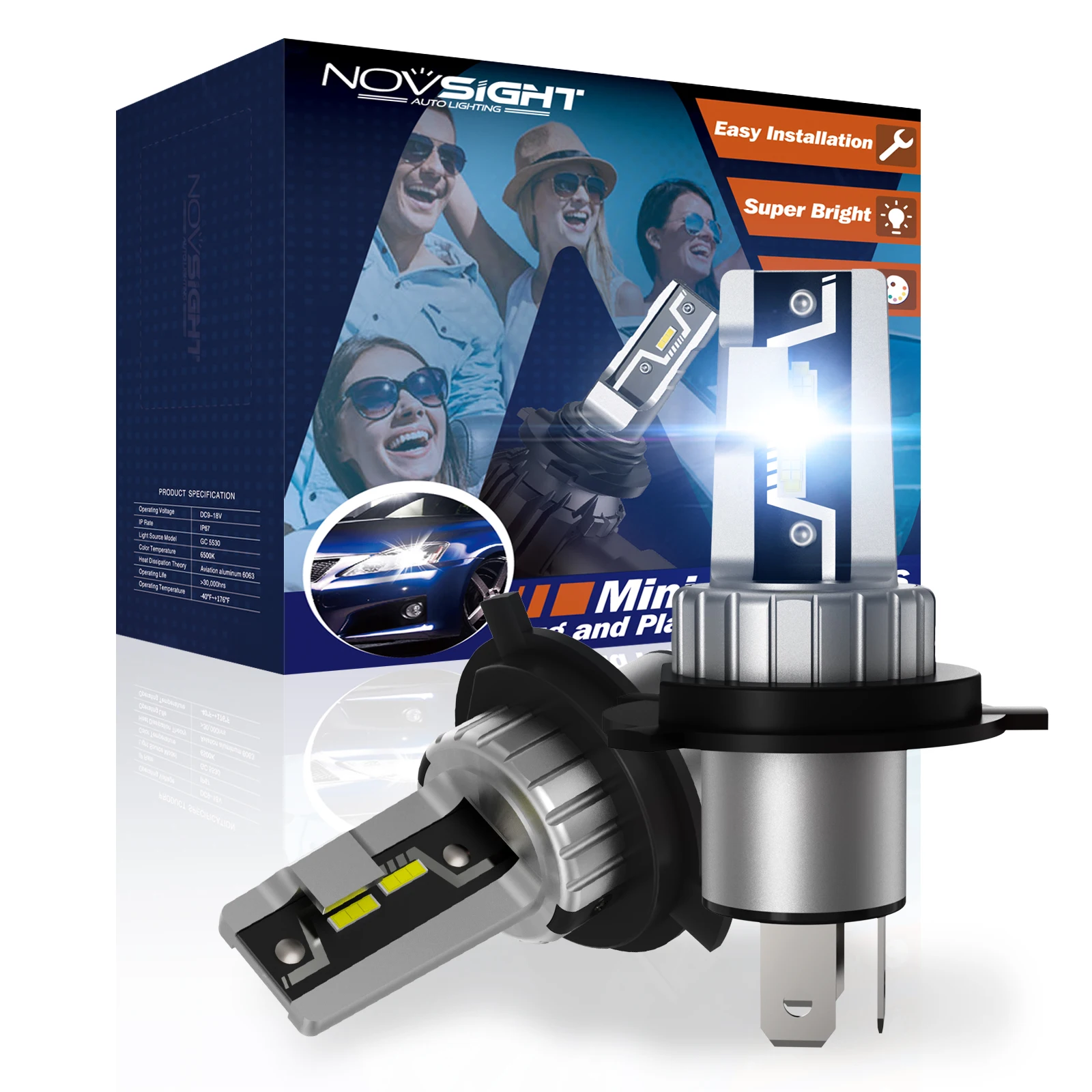 

NOVSIGHT N57 H7 Супер яркие лампы H4 H11 H8 H9 H1 9005 HB3 9006 HB4 880 881 Мини-размер 50 Вт 10000LM Фара 6500K Белая противотуманная фара