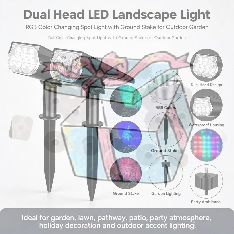 【CCA】Solar Power Light Adjustable Light Temperature Solar Garden Light outdoor IP65 Solar Lamp Super Bright Solar Spotlight