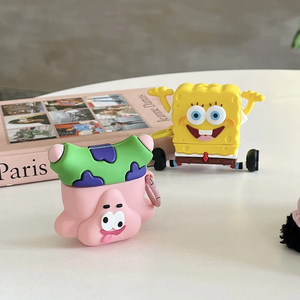 Cartoon Happy Spongebobs Patricks Stars for AirPods 1 2 3 Pro 2 Case for IPhone Bluetooth Earbuds Earphone Silica Gel Soft Cover