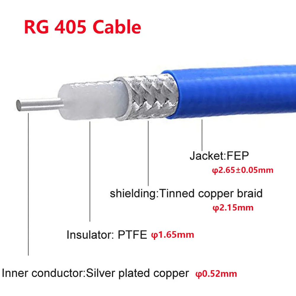 Blue RG405 Cable SMA Male to SMA Male RF Coaxial Jumper Pigtail WIFI Router Antenna Extension Cable RF Coaxial Adapter