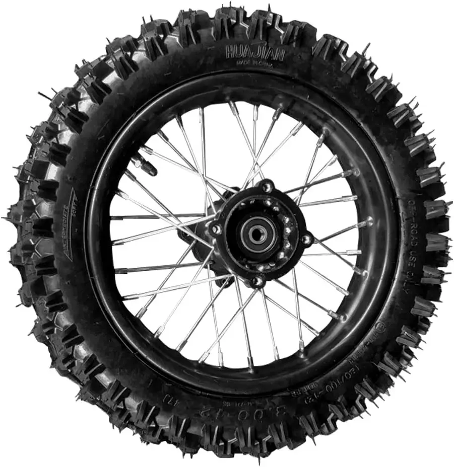 Aro da roda do pneu traseiro de 80/100-12 polegadas com freio a disco e rolamentos de 12 mm para bicicleta suja