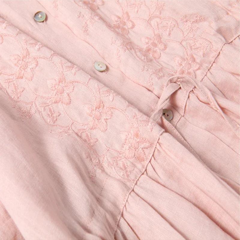 Pop Übergroßen Korea Stil Sommer Stickerei Hemd Kleid Beiläufige Lose Baumwolle Polo Neck Kleider Für Frauen Damen Strickjacke Kleid