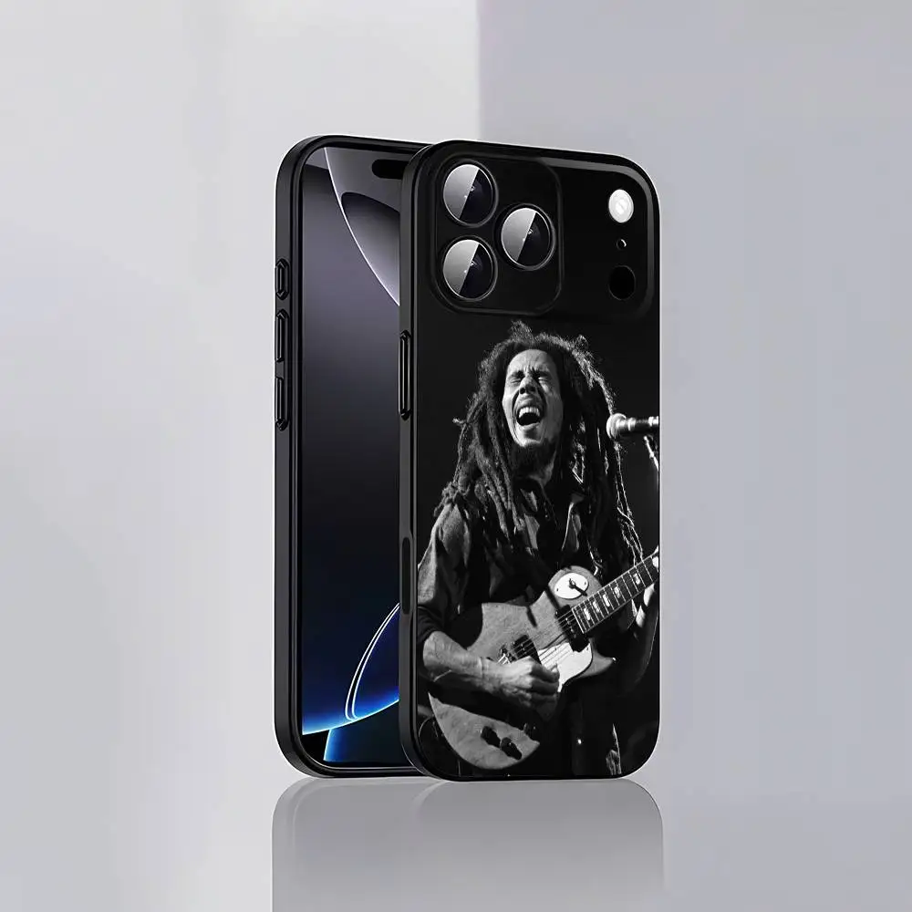 حافظة هاتف Bob Jamaican Singer M-Marley لهاتف iPhone 17,16,15,14,13,12,Pro,Max,Plus,E,SE4,Air,Mini Black Soft Cover #4