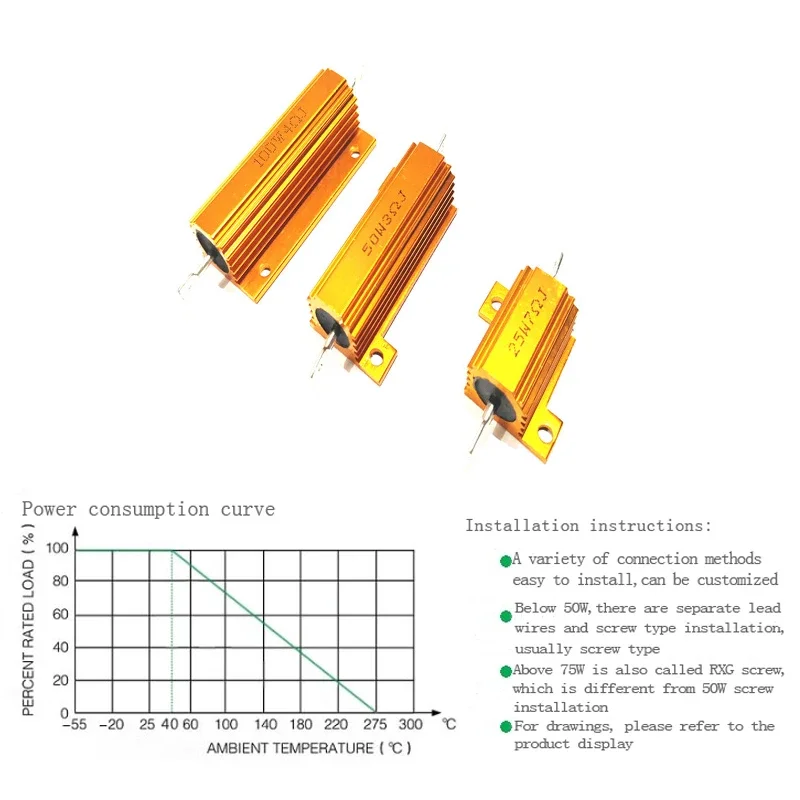 2PCS 25W 50W Wirewound Aluminum Resistor Power Metal Shell Case 6R 8R High Power Resistance Resistors Electronic Components