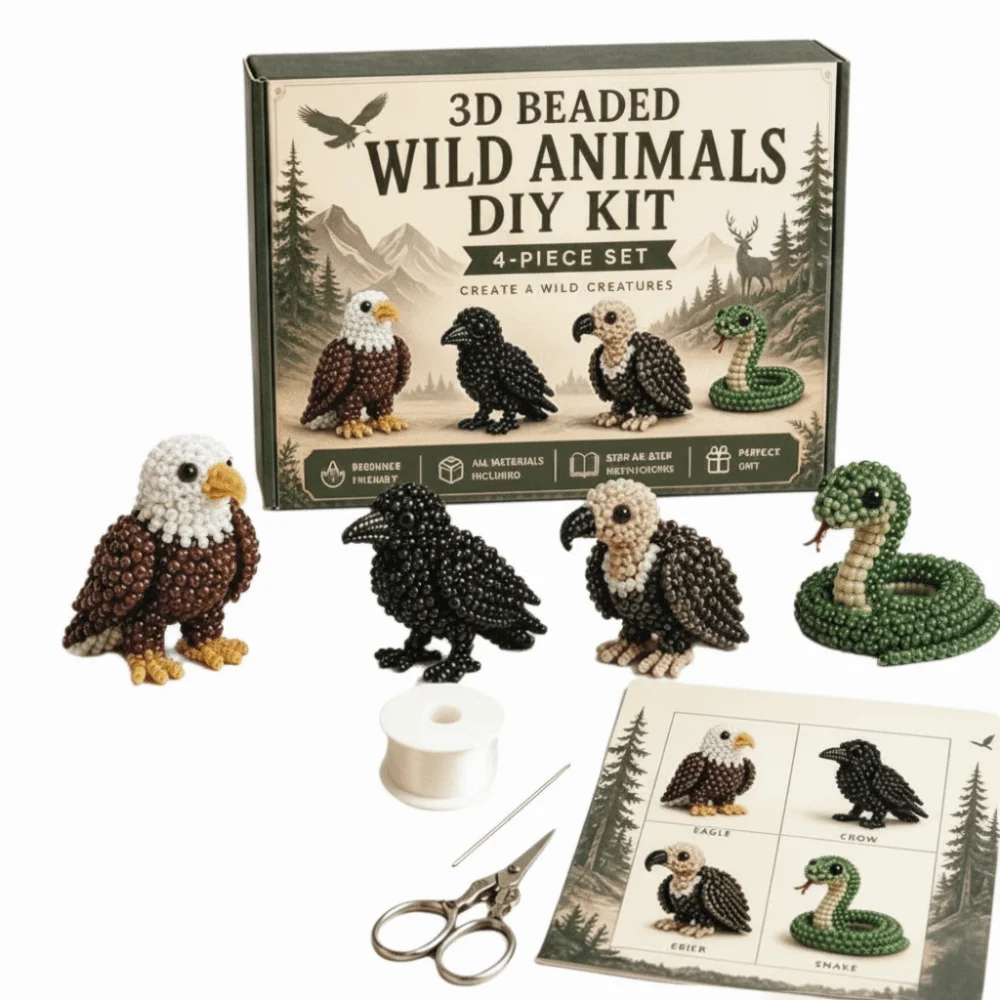 Tiny Beads 3D Beaded Animal Kit Cute Design Animal Shape Bead Weaving Kit Creative Craft 3D Beaded Ornament Set