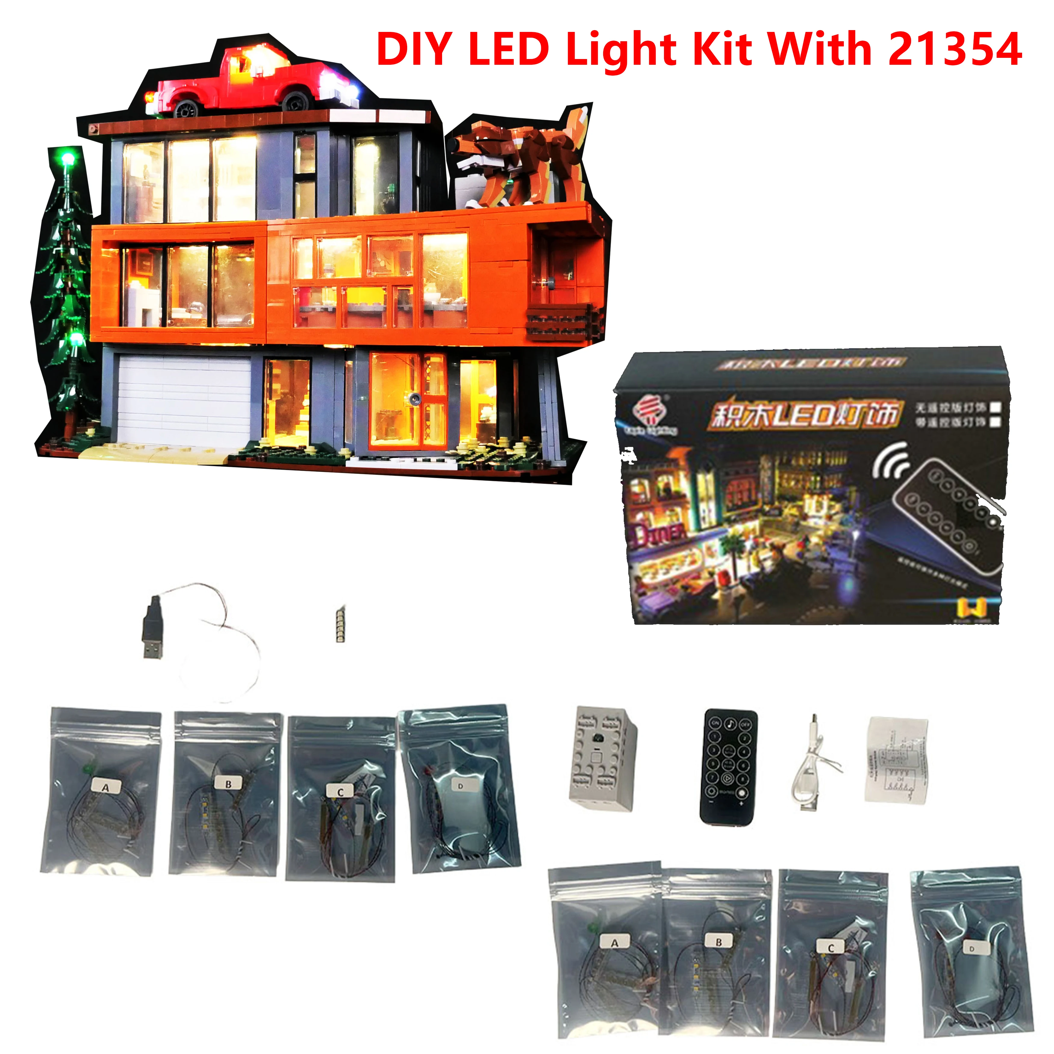 

LED Remote Light Kit Compatible with 21354 Cullen House Building Block Model Upgrade Decoration Lighting Accessories