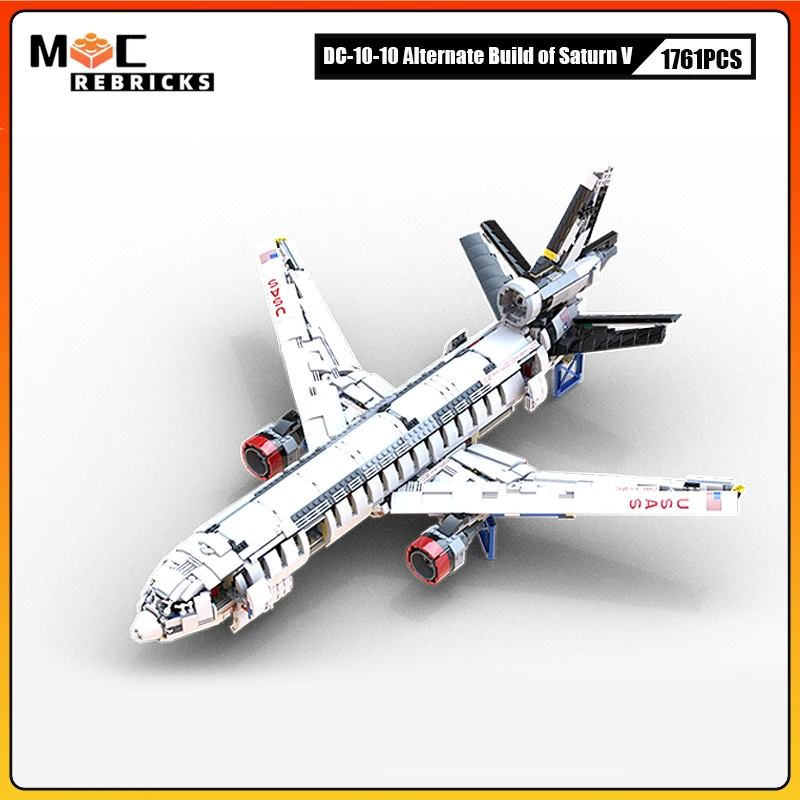 

MOC военная серия, строительный блок T-1A Jayhawk DC-10-10, альтернативная сборка Saturn V, грузовая модель самолета, кирпичи, игрушки для мальчиков, подарки