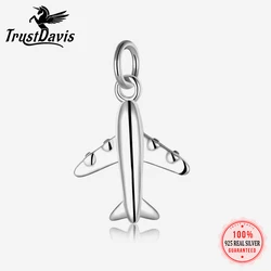 TrustDavis Real 925 Sterling Silver Plane Aircraft Pendant Handmade DIY Necklace Bracelet Accessories Fine Jewelry Gift HY543