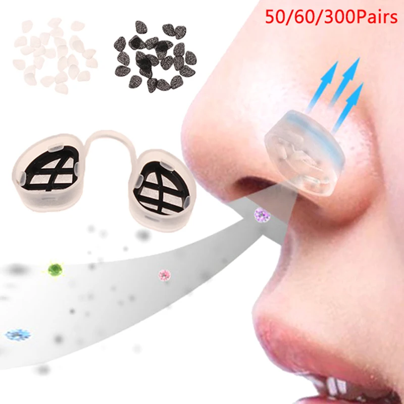 50/60/300Pair Nasal Filter Frames Replacement Filters Anti Air Nose Dust Filter
