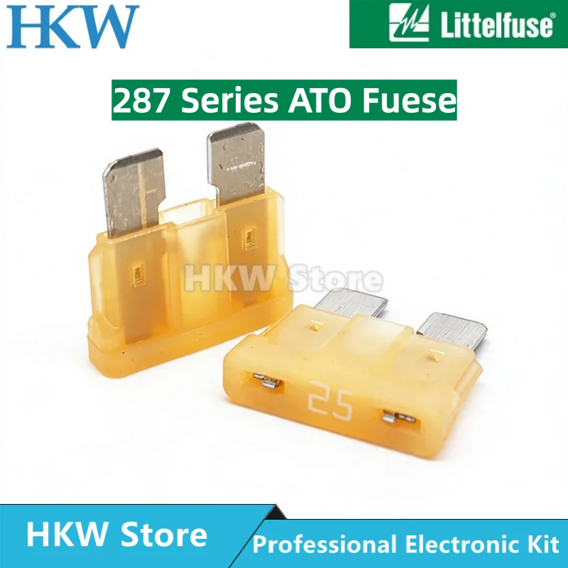 10-100PCS Littelfuse 0287025.PXCN 25A 287 Series Medium Blade Fuse 32Vdc 32V ATC Fuse ATOF New and Original