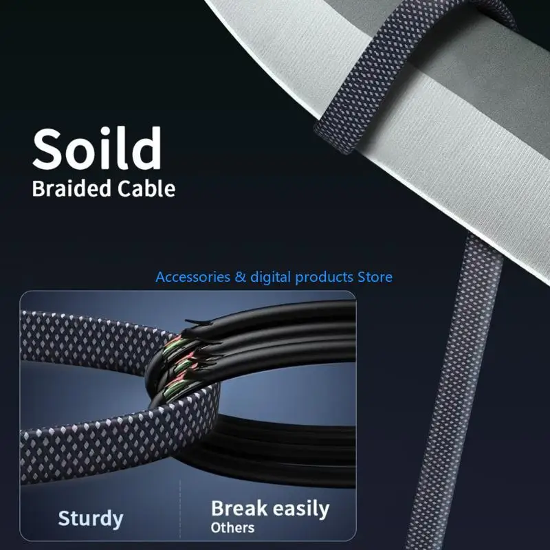 77JD 240W Type C to C Fast Cable Flat Nylon Wire PD240W 40Gbps/8K60hz Video for Electronic Devices Power and Data Cord