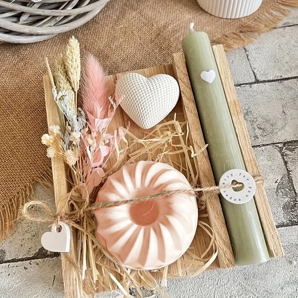 Scent Candle Holder Silicone Mold Geometry Shape Rotating Stripes Design Simple Style DIY Candlelight Dinner Decor Wedding Gifts