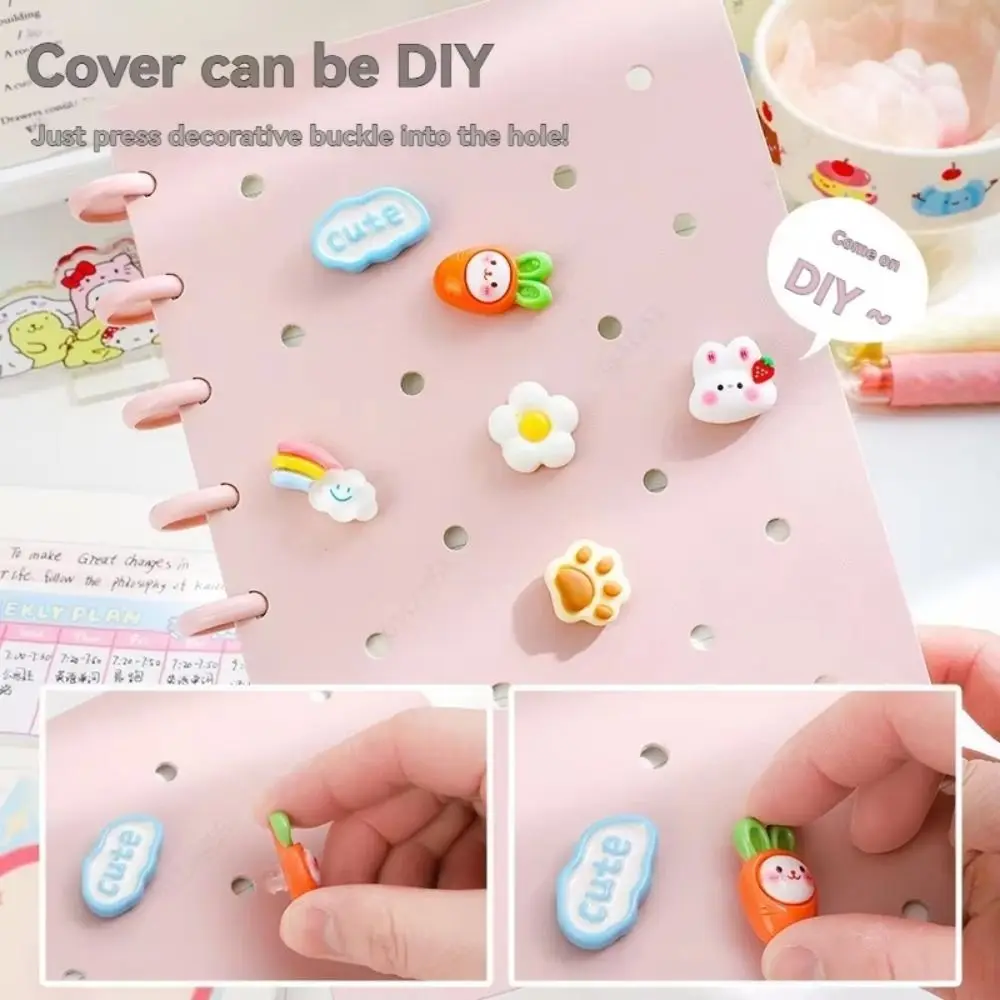 Creative A5 Loose-Leaf Book Detachable Mushroom Button Detachable Notepad Double Sides Thickened Paper Removable Diary Work