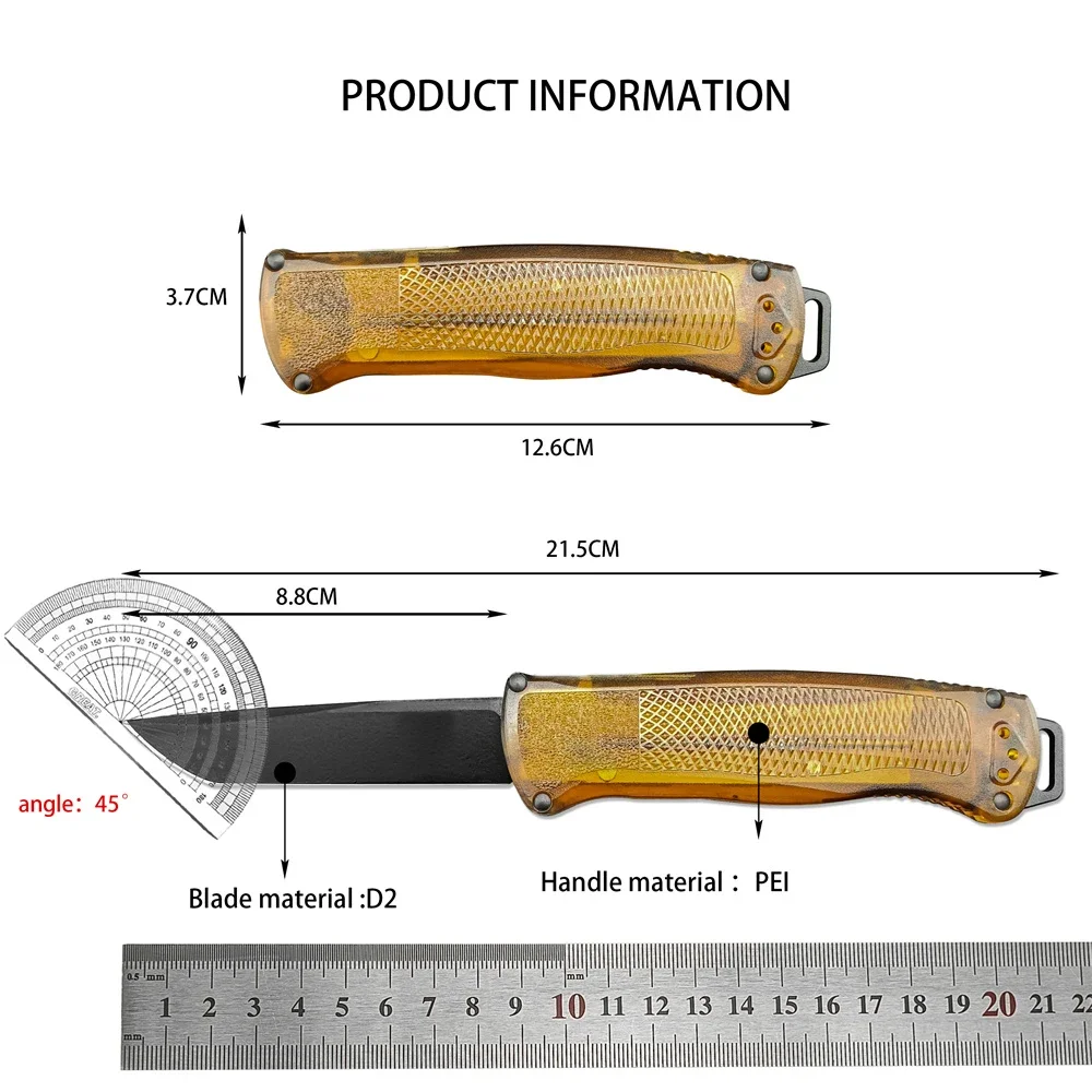 Tactical PEI Handle 5370FE Assisted Opening Knife D2 Tanto Blade Camping Hunting Knives Outdoor Pocket EDC Tools 4 Styles