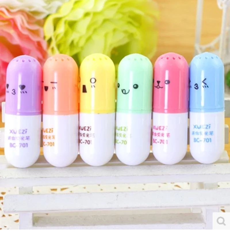 18 stücke Mini niedlich 6 Farben Text marker Stift Markierung stifte kawaii Briefpapier schreiben Schüler Büro Schule liefert Kinder Farb stifte