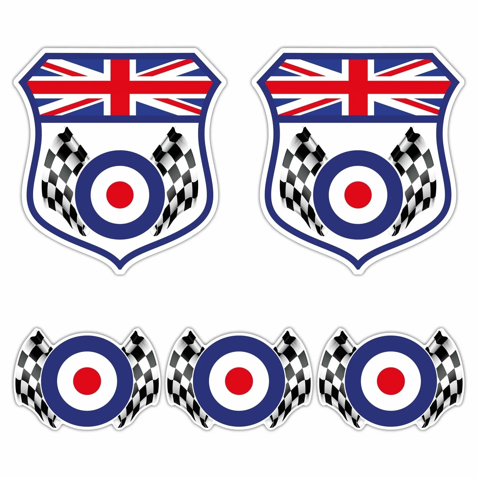 

For 1Set UNION JACK MOD CHEQUERED FLAG SHEILD LAMINATED STICKER SET Scooter Vespa