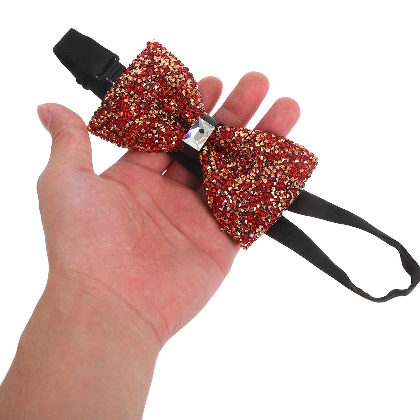 

Elegant Tie Rhinestone Men Pre Tied Sparkly Durable Metal Silver Korean Style Formal Wedding Party Banquet for Men's
