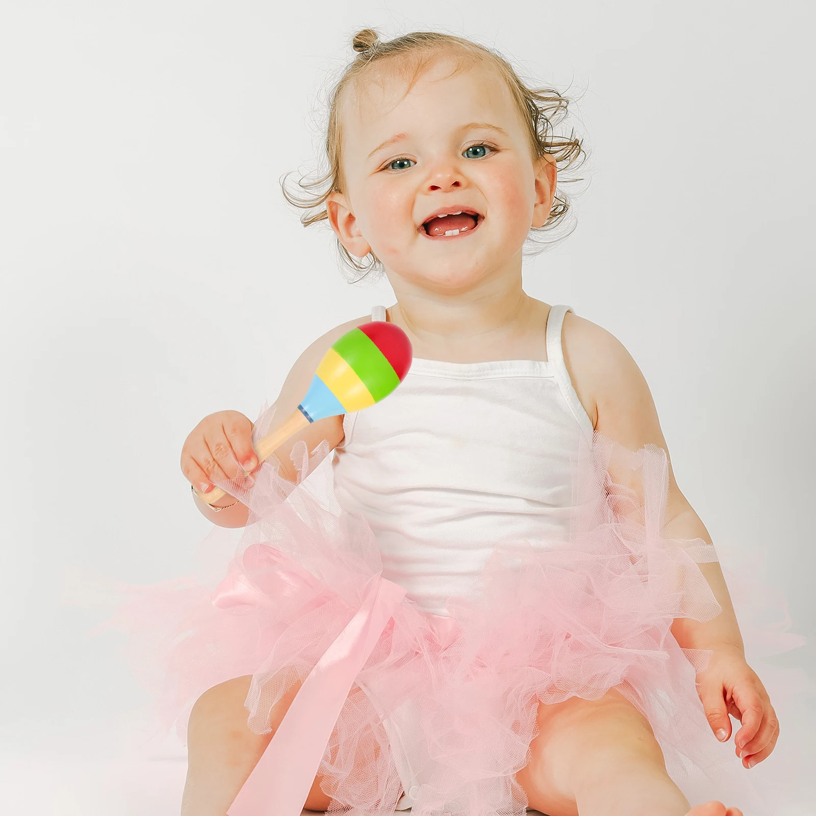 Jeu interactif en bois pour enfants, 2 pièces, Maracas 6cm, bord lisse coloré, jouets à Percussion pour bébés, Instruments de musique d'apprentissage pour enfants