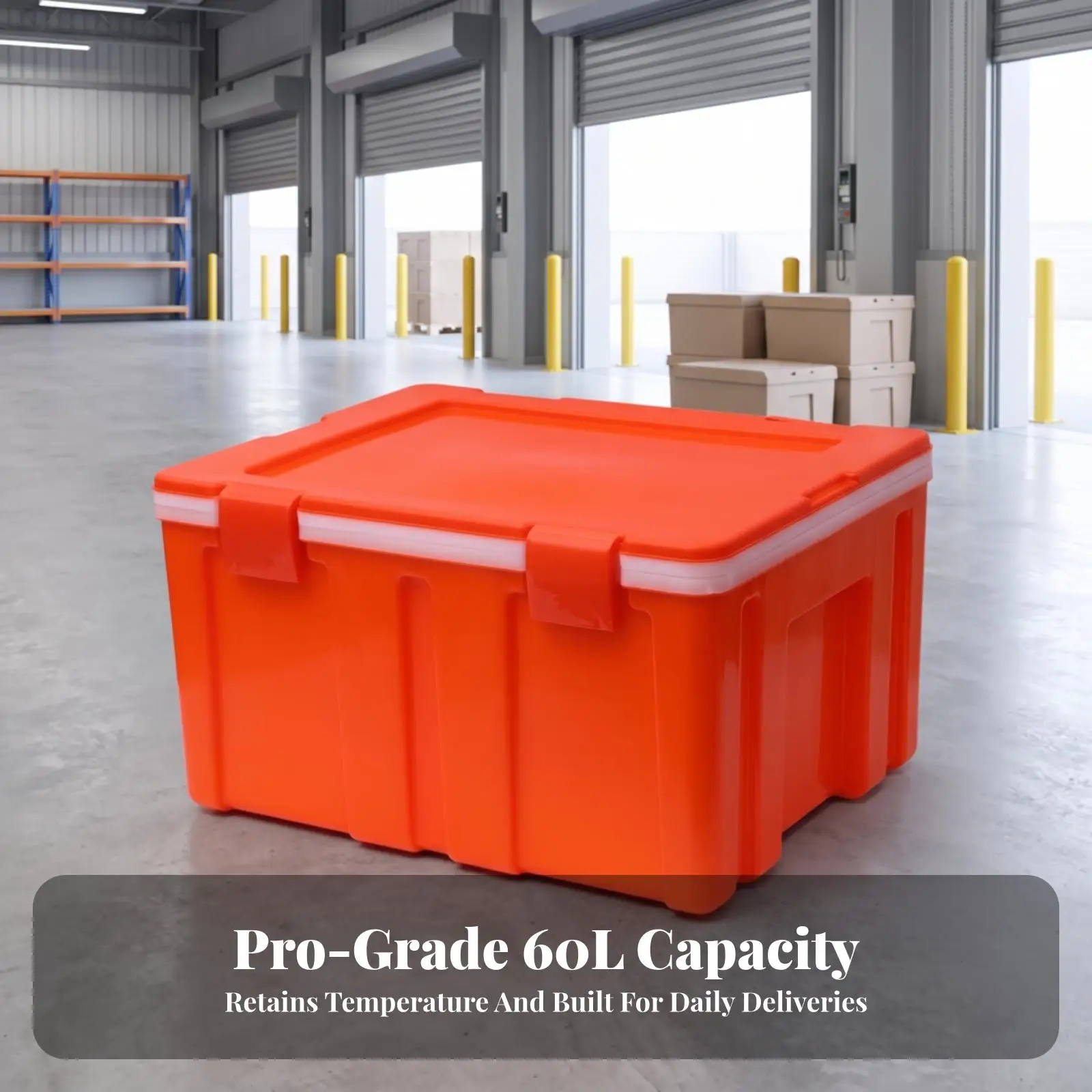 Heavy Duty Plastic Insulated Container for Food Delivery Thermal Catering Storage Box with Secure Four Buckle Lid