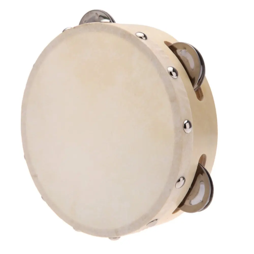 6in Hand Gehouden Tamboerijn Drum Bell Metal Jingles Percussie Muzikaal Speelgoed Voor Ktv Party Kids Games