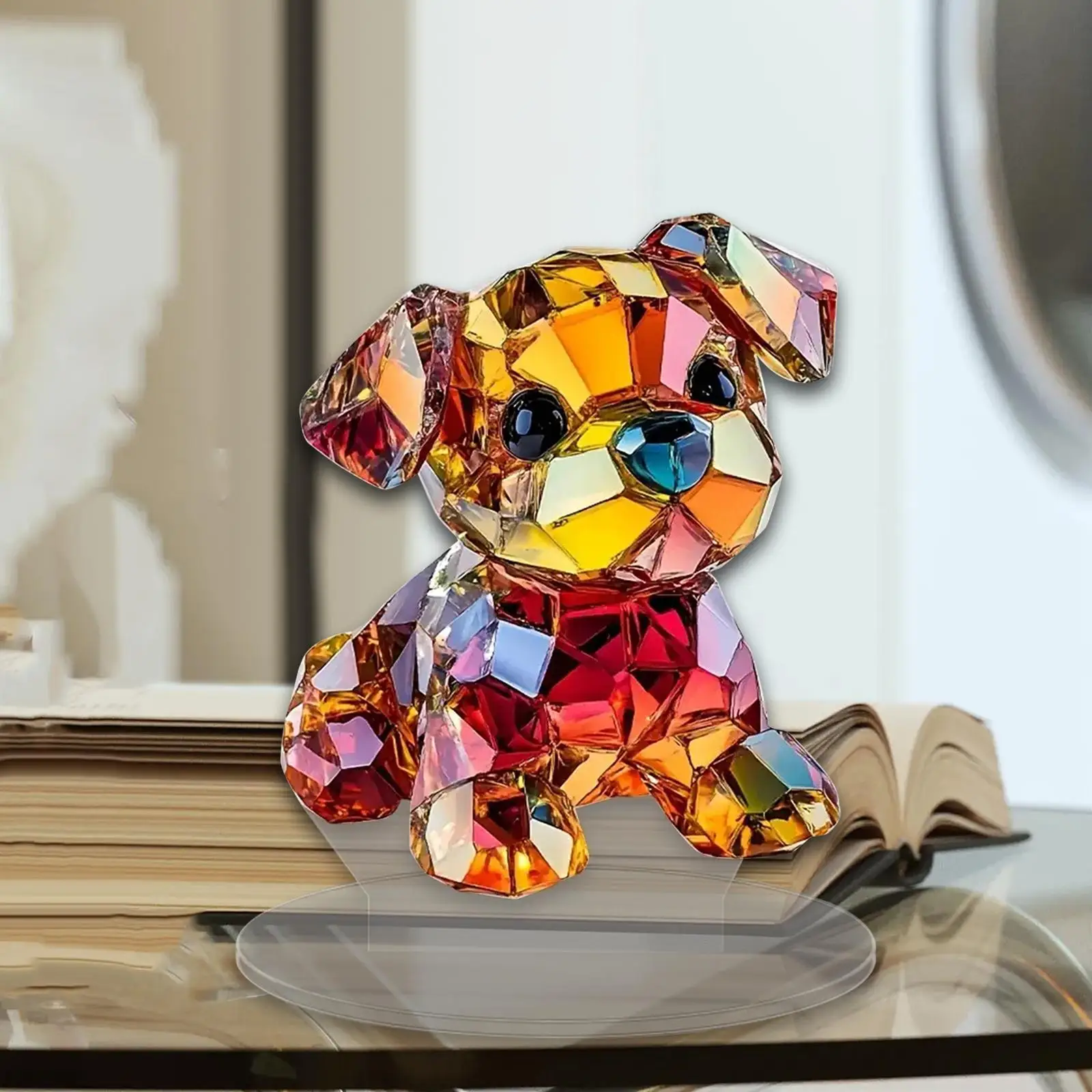 

2D Flat Acrylic with Stand Creative Cute Colorful Dog Ornament Desktop Decoration for Office Birthday Festival Displaying Party