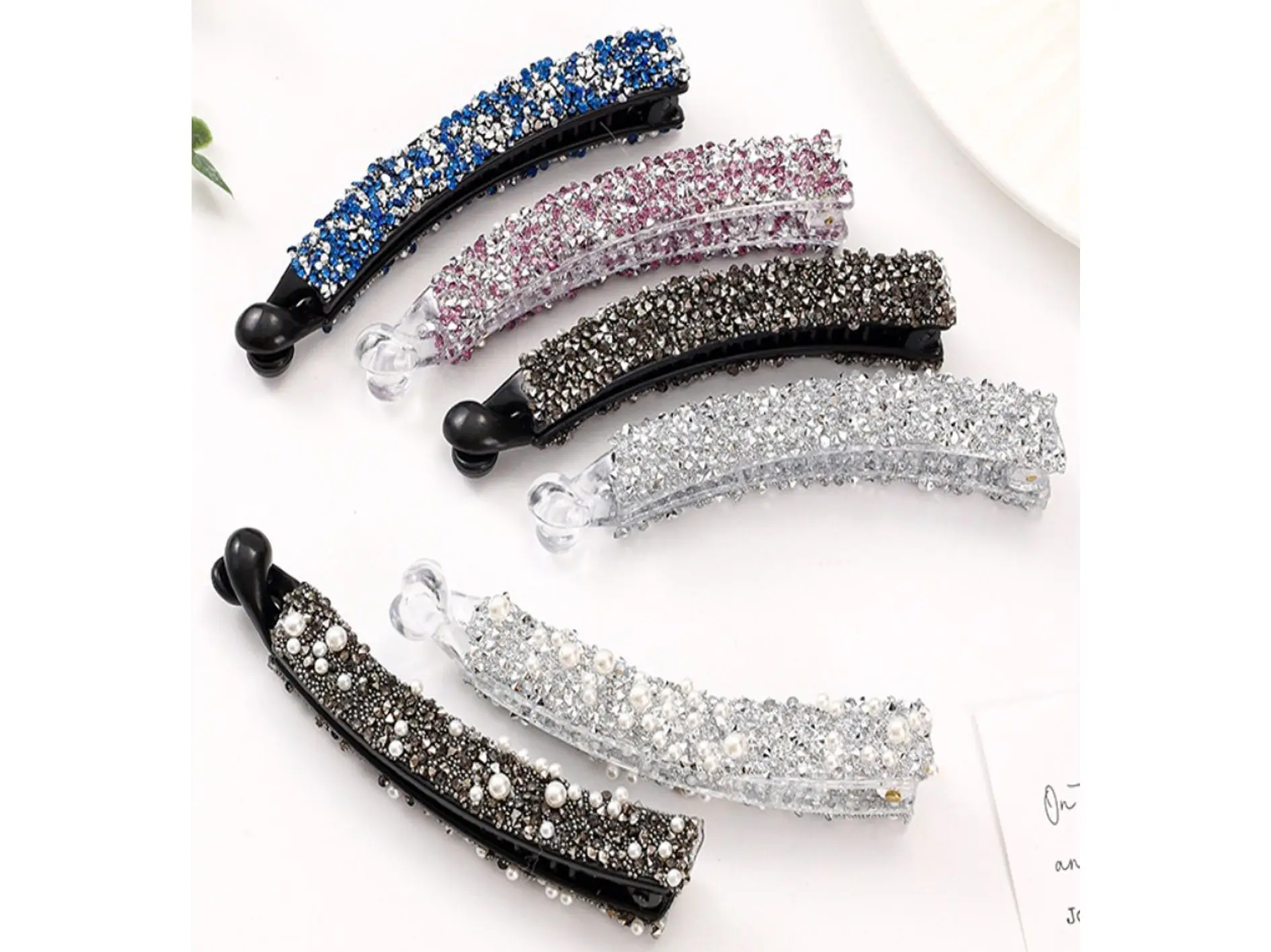 Симпатичные искусственные заколки-бананы, повседневные конфетные цвета, для женщин и девушек, Кристальные жемчужные Заколки Для Волос