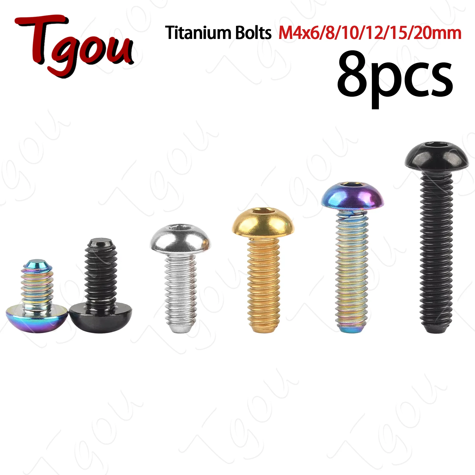

Титановый болт Tgou M4x6/8/10/12/15/20 мм, винты с шестигранной головкой для велосипедов, 8 шт.