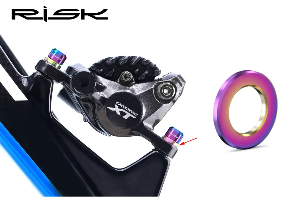 10 stücke Fahrrad Titan Legierung Flache Unterlegscheibe Spacer Für M5 M6 Schrauben Schrauben Muttern Ring Anpassung Dichtung für disc Bremssattel – Detail 6