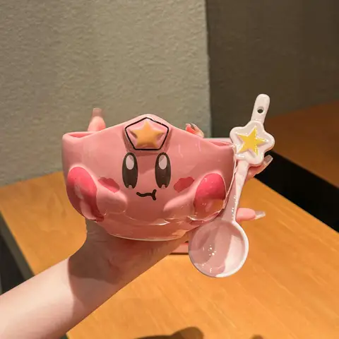 Niedlicher Stern Kirby Cartoon Periphere Keramik-Reisschüssel Persönliche Esszimmerschüssel Besondere schöne Schüssel Kinder High-End-Heimmöbel