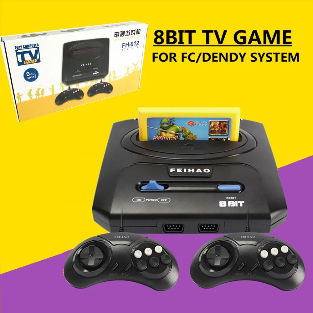 FH-012 Retro TV Video Game Console For 8bit for FC/Dendy Games with Two Gamepads support yellow game cartridge