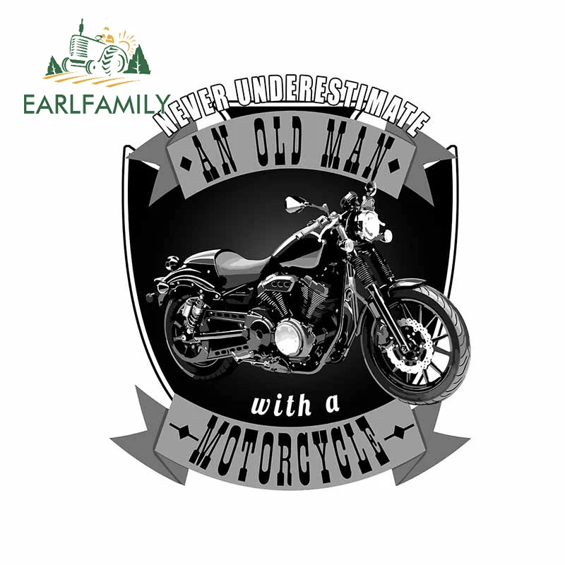 

EARLFAMILY for Biker Grandpa Old Man Motorcyclist Vinyl Car Stickers Scratch-proof Waterproof Bumper Vehicle Decal Accessories