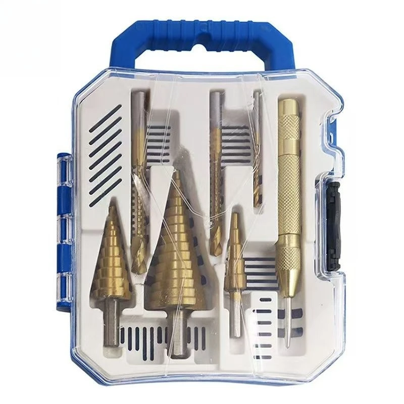 juego-de-7-brocas-escalonadas-hss-con-revestimiento-de-titanio-y-vastago-hexagonal-con-estuche-de-plastico-azul