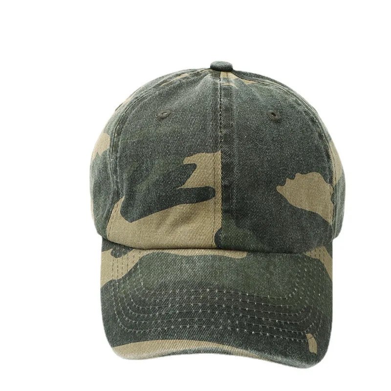 Unisex Cotton Washed Denim Camouflage Curved Baseball Cap Men Fashionable 4 Season Casual Outdoor Military Training Caps Male