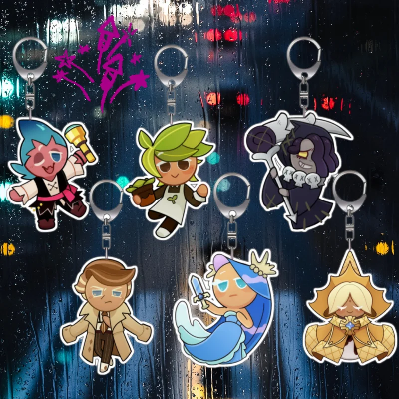 

Акриловые брелоки для ключей с героями Cookie Run Kingdom: Ванильная Фея и Травяной Кекс. Милая коллекционная подвеска, подарок для фанатов.