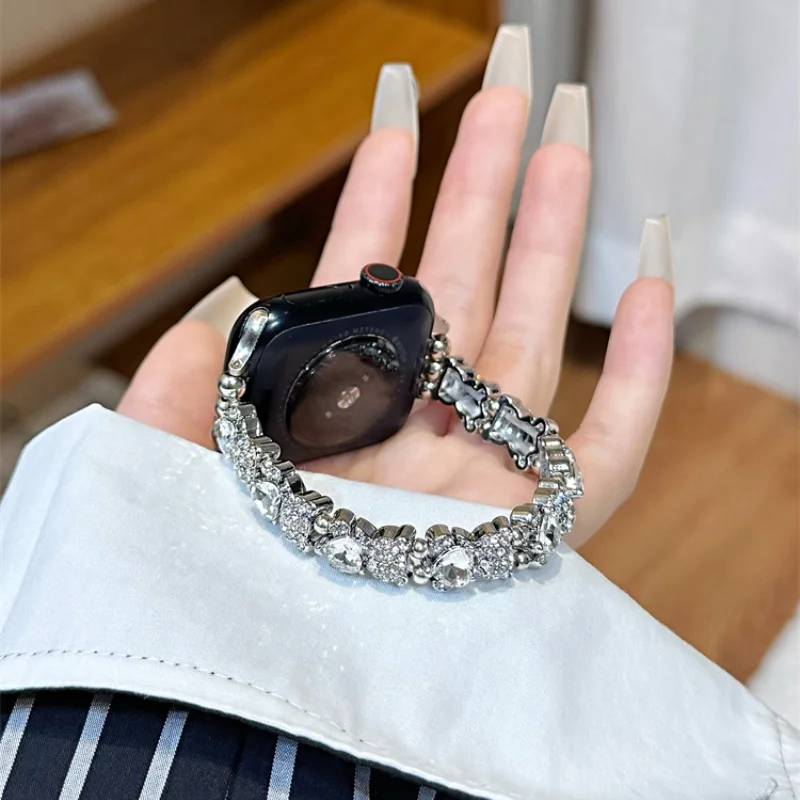 

Love gemstone sparkling diamond elastic compatible iWatch strap 38mm 40mm 41mm 42mm 44mm 45mm 49mm fashionable strap