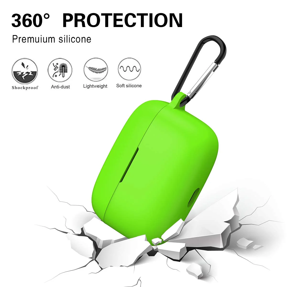 Silicone Anti-Dust Scratchproof Anti-Lost Protective Skin Case Cover Keychain for Anker Soundcore Liberty Air 2 Wireless Earbuds