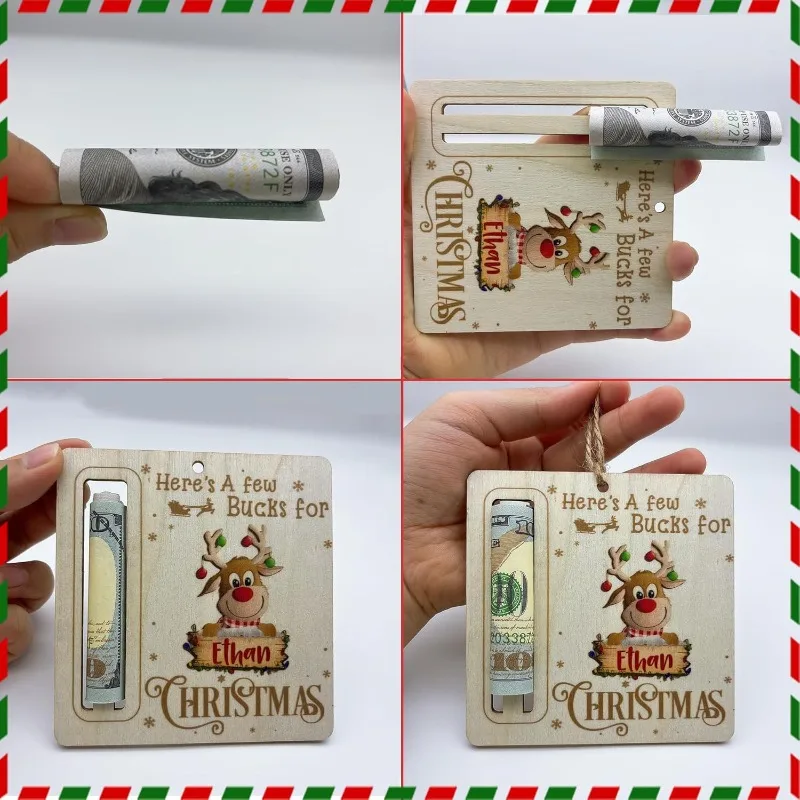 عيد الميلاد أصحاب المال خشبية معلقة حامل المال الحلي شجرة عيد الميلاد ثلج الأيائل معلقة قلادة هدايا حفلة السنة الجديدة #3