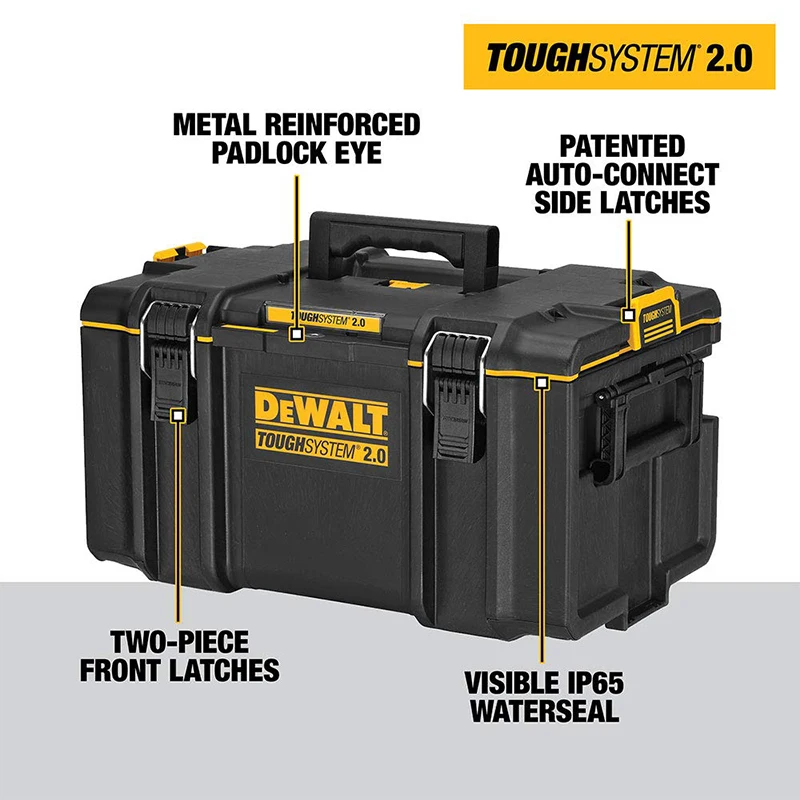 DEWALT DWST83294 DS-300 TOUGHSYSTEM 2.0 Large Tool Box 22 in. 110 lbs. Capacity IP65 Dust and Water Resistance Durable Case