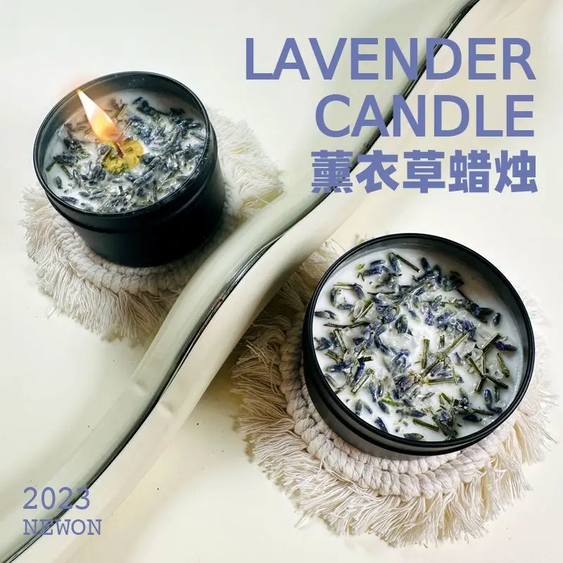 2025 Handmade smokeless lavender scented candles help sleep indoor purification handmade candles high value ins wind