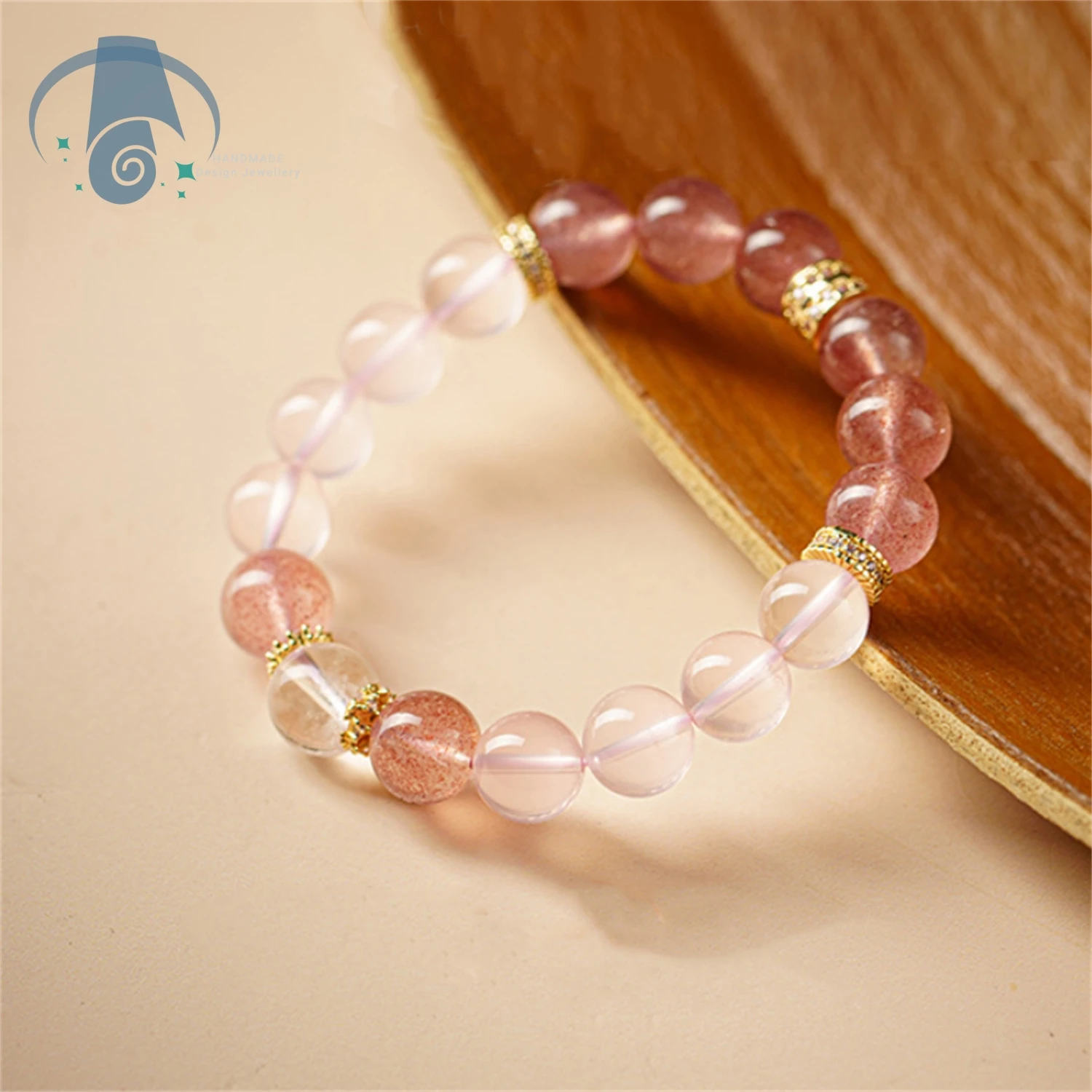 

Натуральный клубничный кварцевый браслет из бисера и кристаллов, целебный камень, ювелирное изделие, подарок для лучшего друга, любовь, удача, энергия, регулируемая женщина