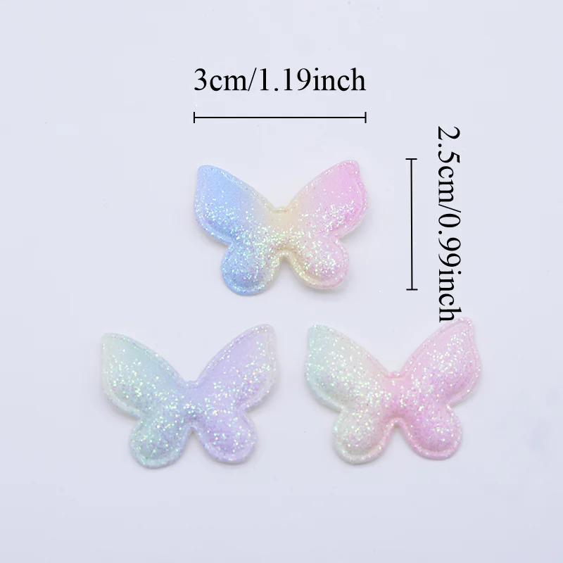 50Pcs Glitter Shell Butterfly Applique for Clothes Hat Sewing Supplies Patches DIY Headwear Bow Accessories Custom Patch