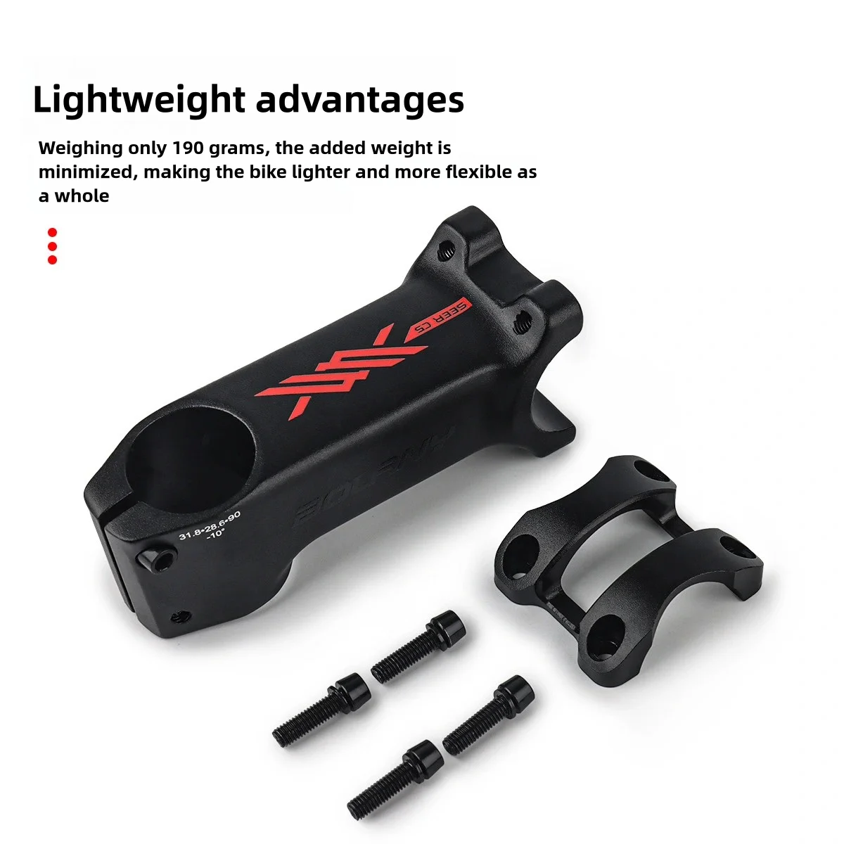 Long Stem for Road Bicycle, Mountain Bike, Shock Absorber, High Strength, Aluminum Alloy, Lightweight Design, Bicycle Parts