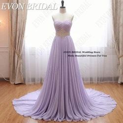 EVON BRIDAL Lilac Prom Dresses For Women Boho Chiffon Sleeveless robe de soirée chic et élégante Sweep Train Wedding Party Gown