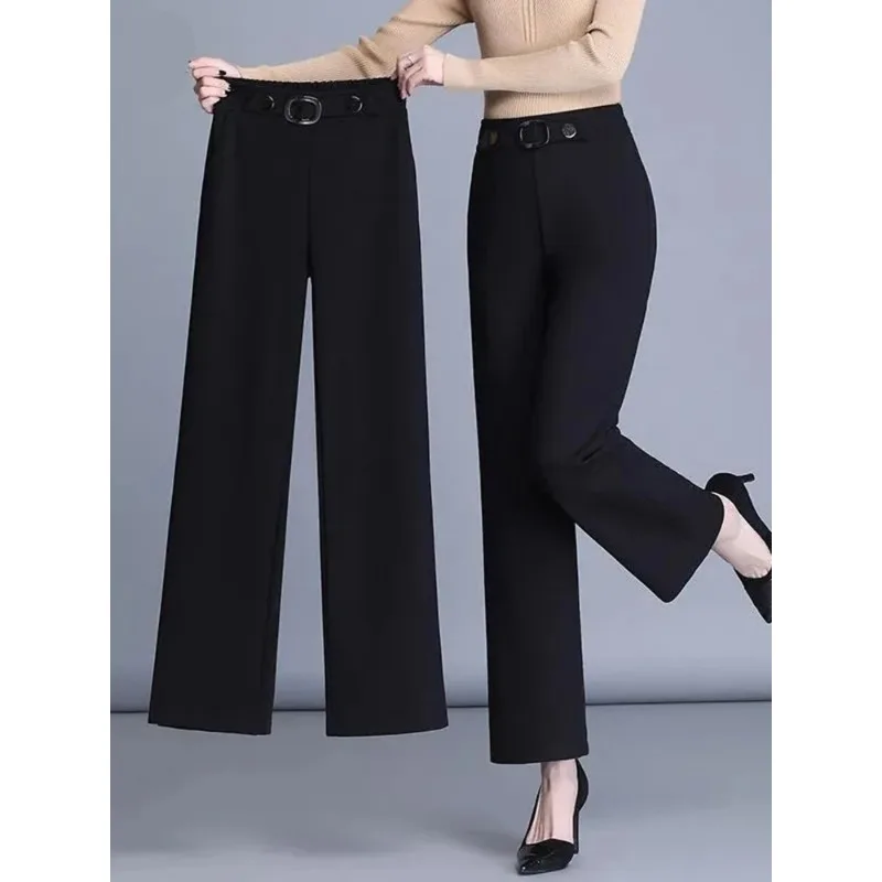 

Plaid Office Straight Pants Women Big Size 4xl Korean Casual Baggy Pantalones High Waist Formal Wide Leg Trousers Spodnie L46